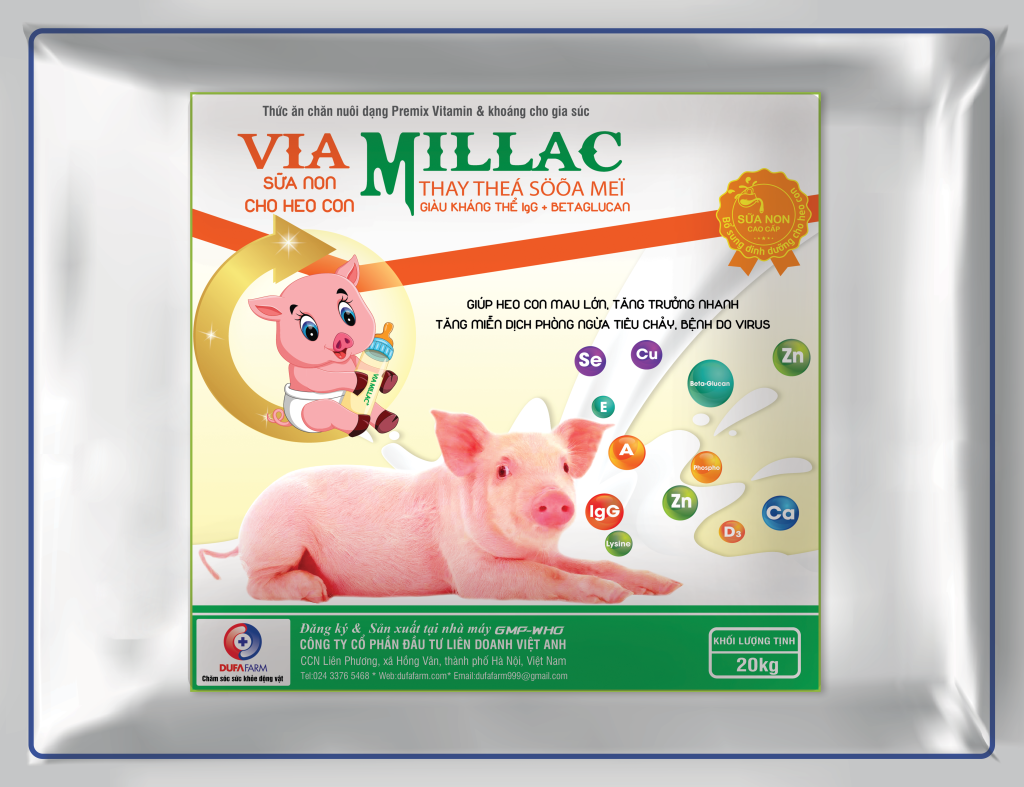 VIA MILLAC Premix - DUFAFARM THƯƠNG HIỆU THUỐC THÚ Y TRANG TRẠI