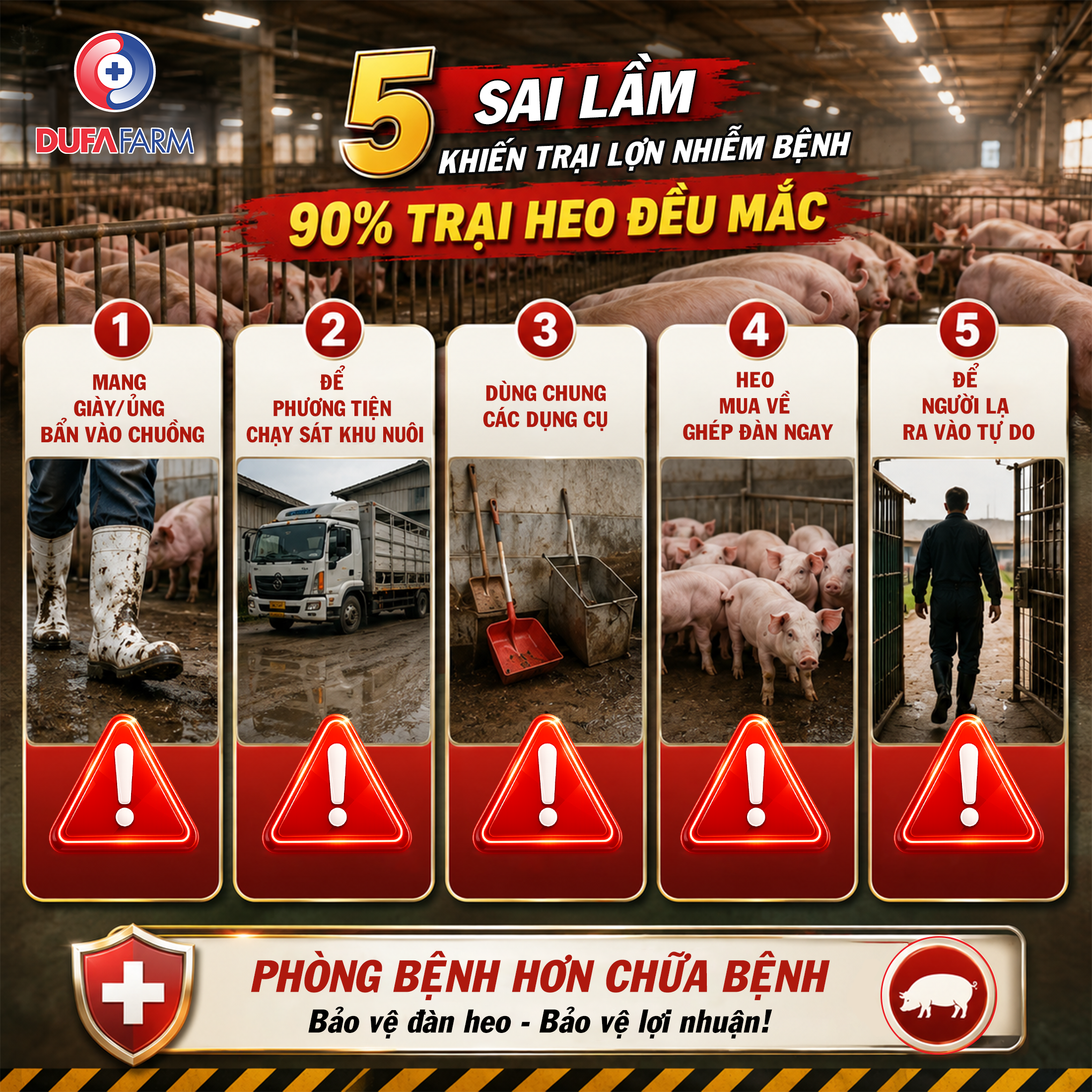 5 sai lầm khiến trang trại heo nhiễm bệnh – 90% trang trại đều mắc phải